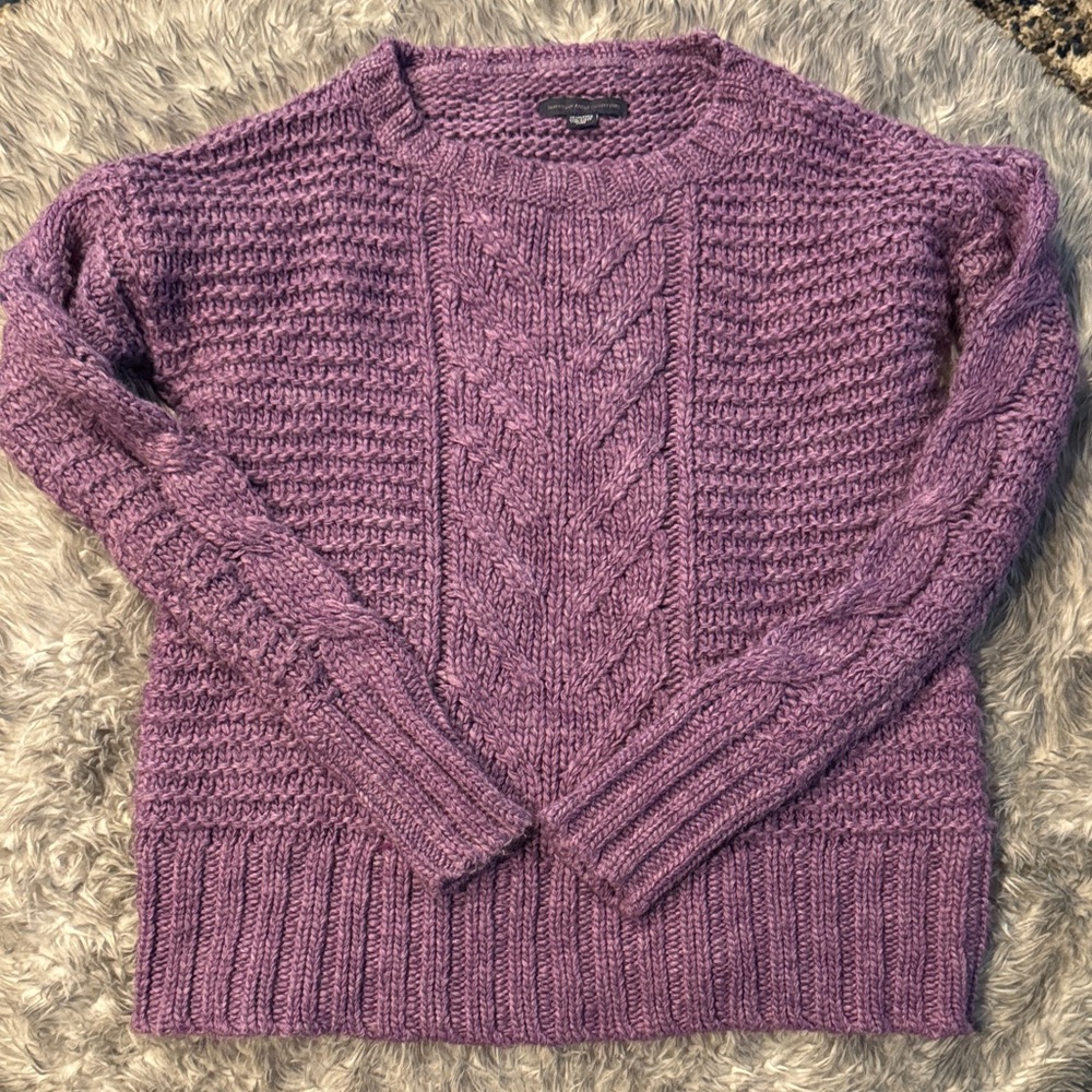 American Eagle Outfitters Purple Cable Knit Sweater